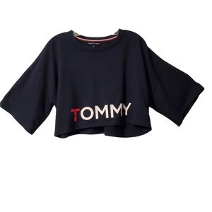 Tommy Hilfiger Logo Blue Cropped Top Medium